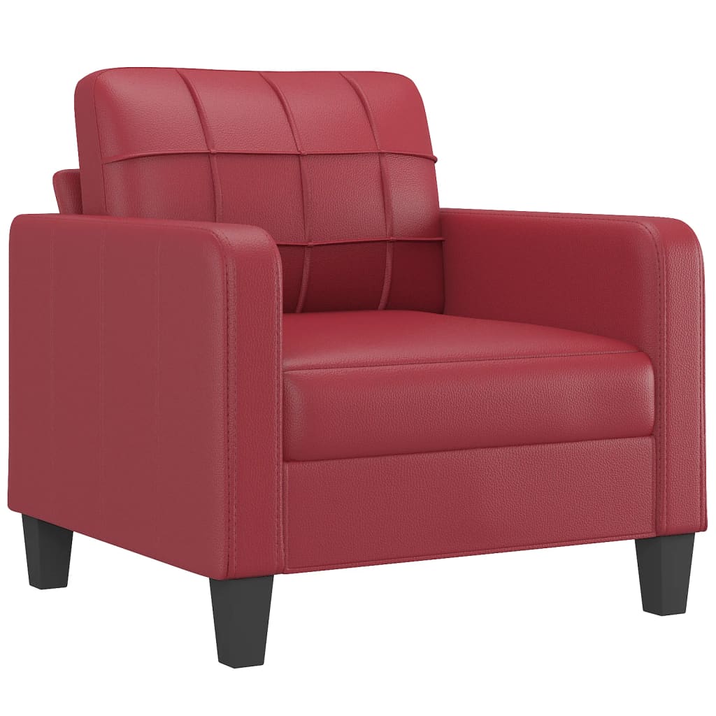 3-dijelni set sofa s jastucima boja vina od umjetne kože