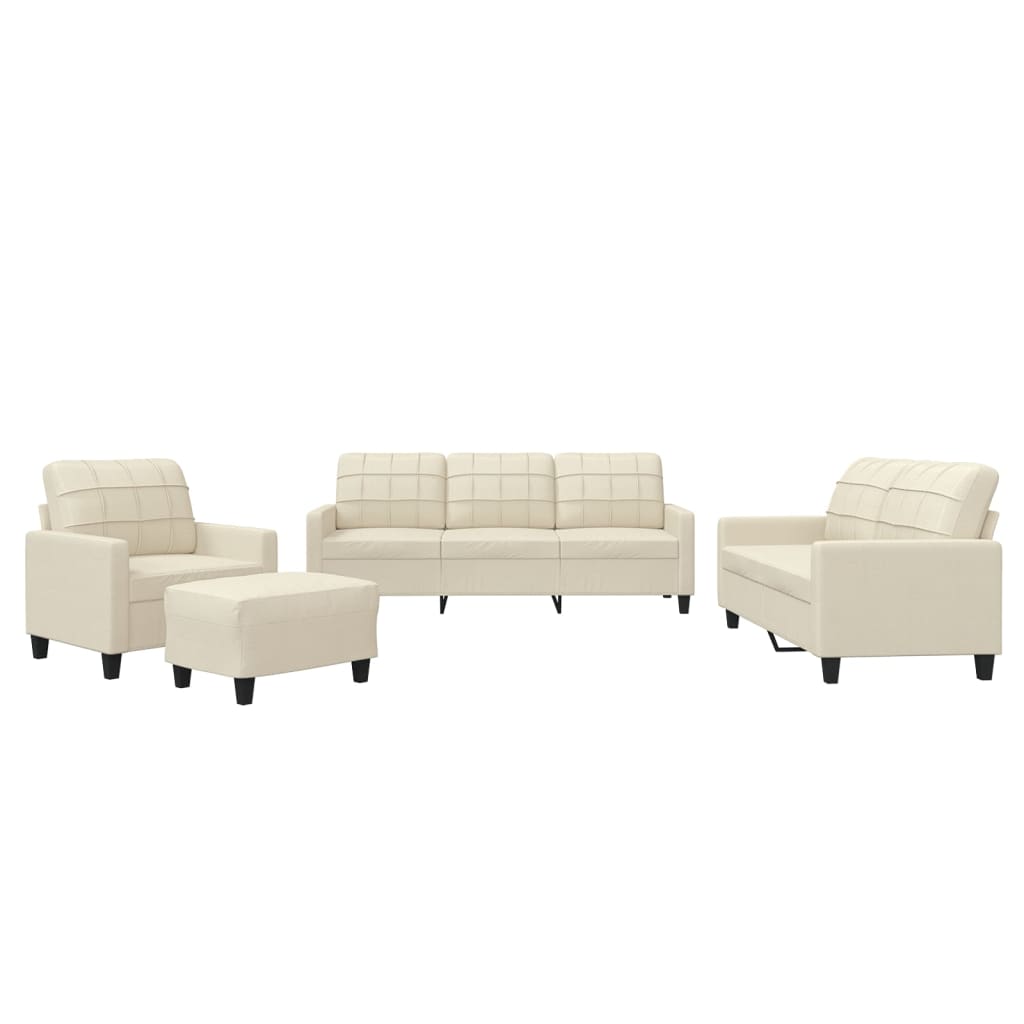 4-dijelni set sofa s jastucima krem od umjetne kože