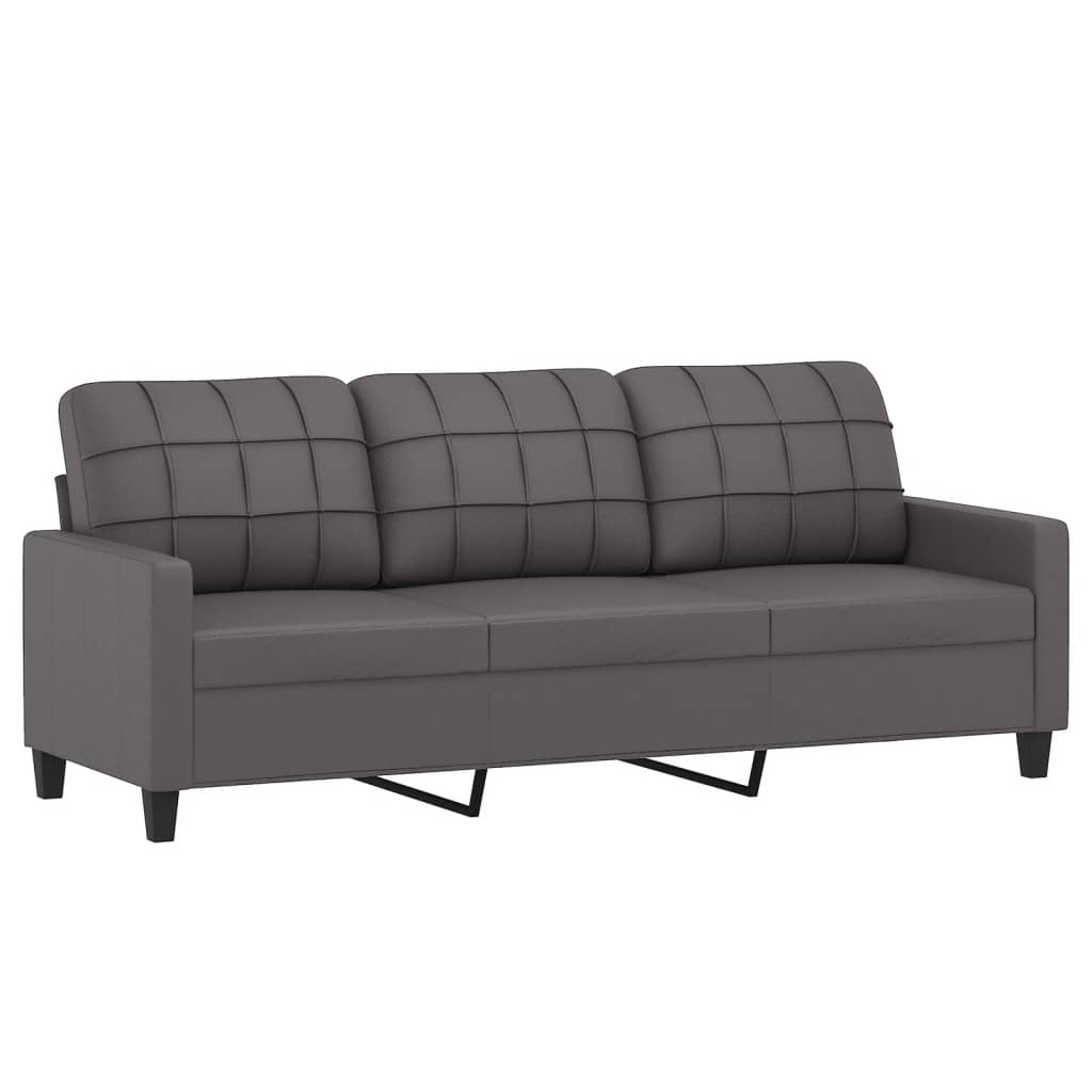 4-dijelni set sofa s jastucima sivi od umjetne kože