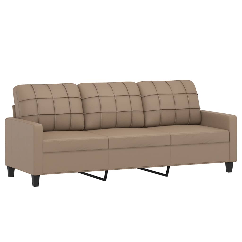 4-dijelni set sofa s jastucima boja cappuccina od umjetne kože