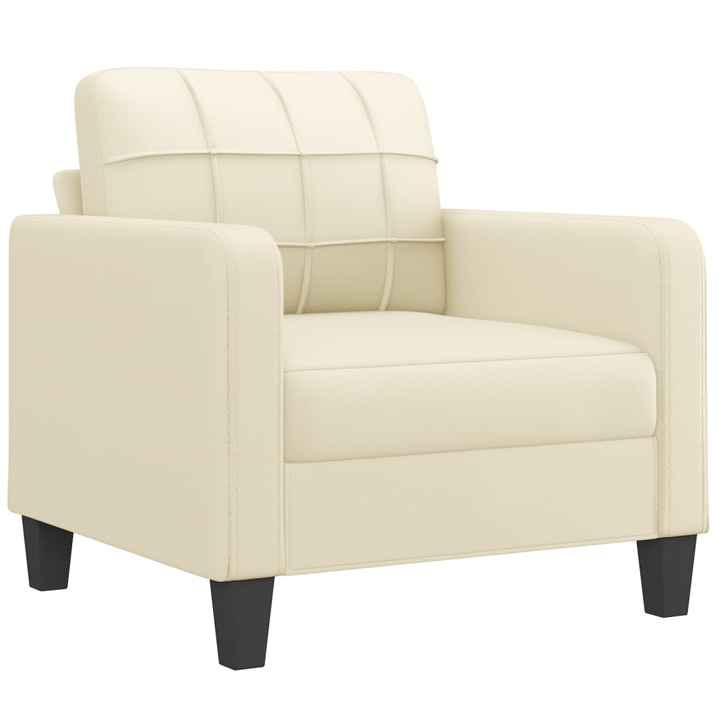 3-dijelni set sofa s jastucima krem od umjetne kože