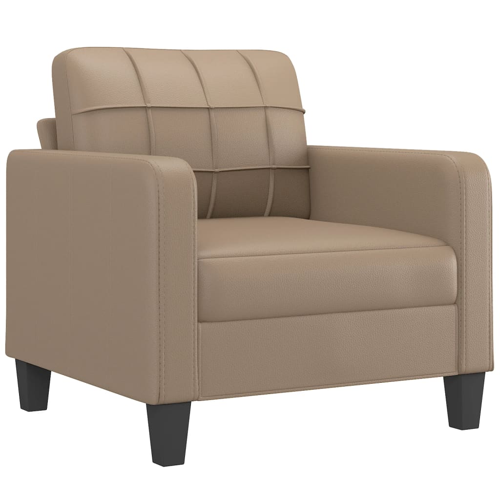 3-dijelni set sofa s jastucima boja cappuccina od umjetne kože