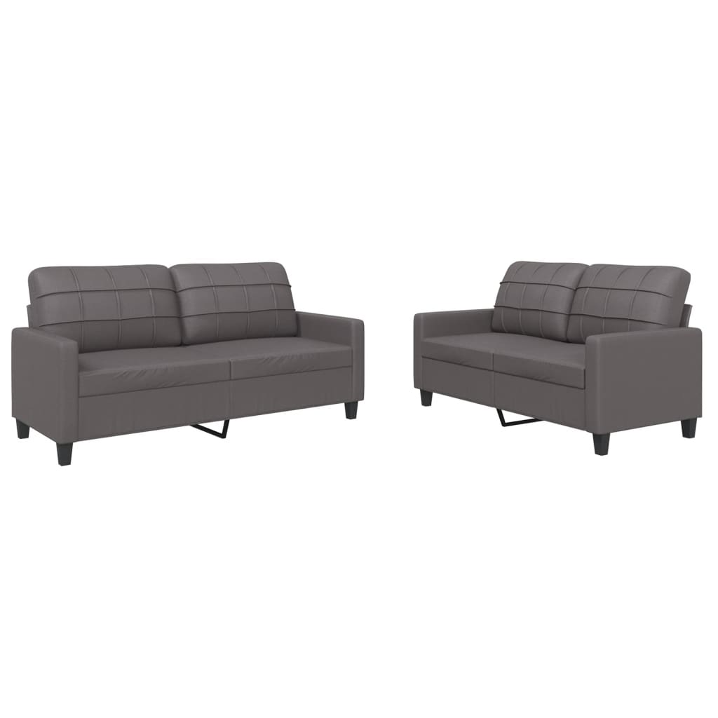 2-dijelni set sofa s jastucima sivi od umjetne kože