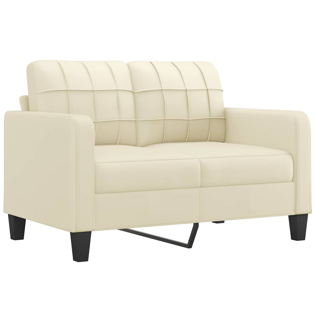 2-dijelni set sofa s jastucima krem od umjetne kože