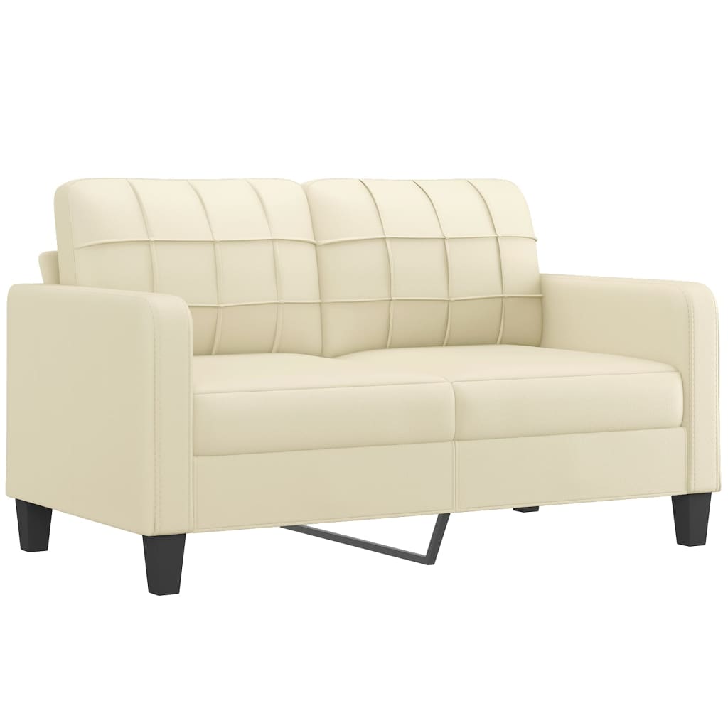 3-dijelni set sofa s jastucima krem od umjetne kože