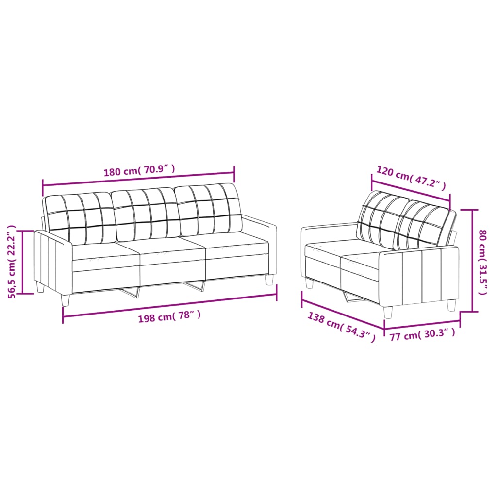2-dijelni set sofa s jastucima crni od umjetne kože
