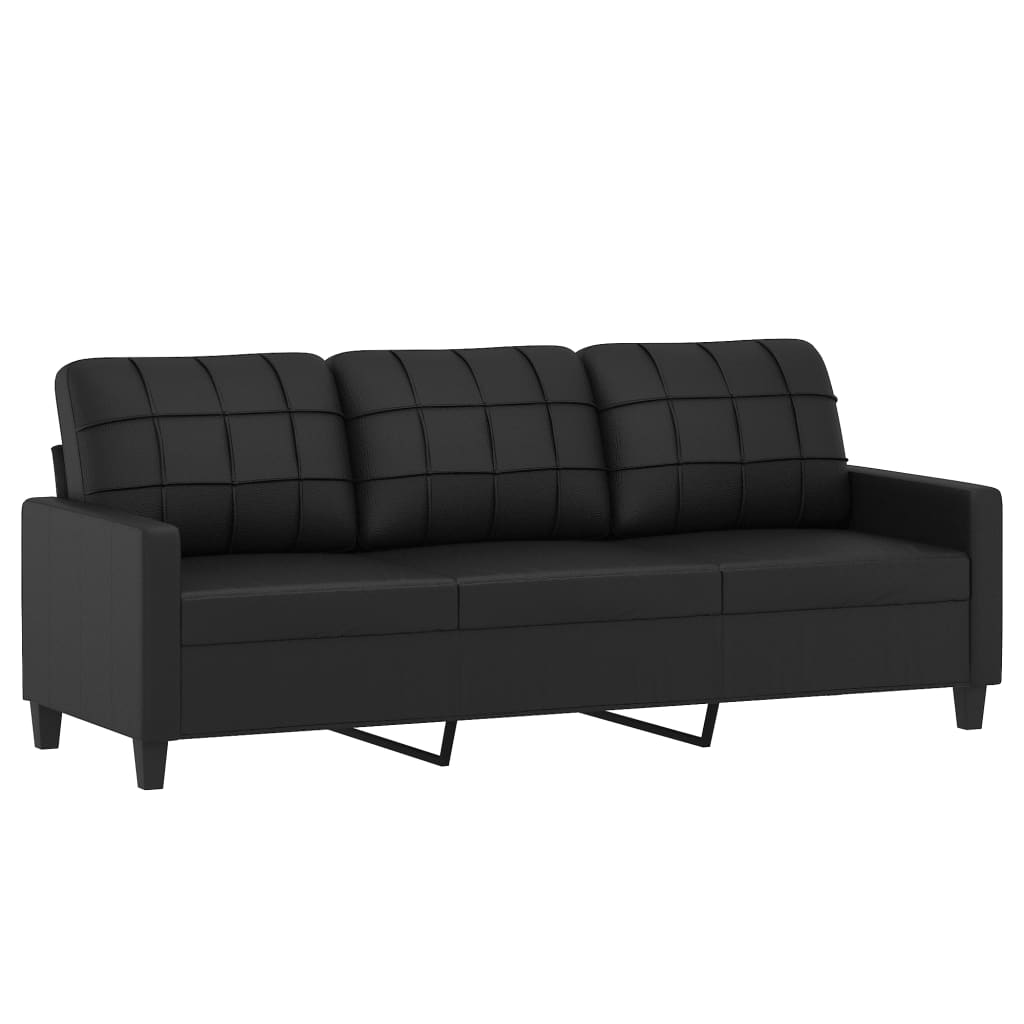3-dijelni set sofa s jastucima crni od umjetne kože