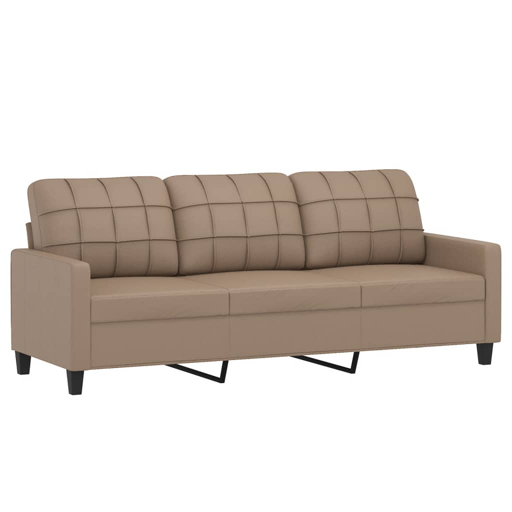 2-dijelni set sofa s jastucima boja cappuccina od umjetne kože