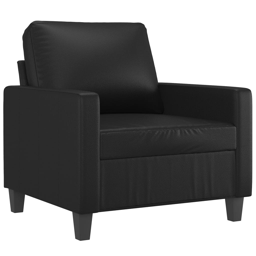 3-dijelni set sofa s jastucima crni od umjetne kože