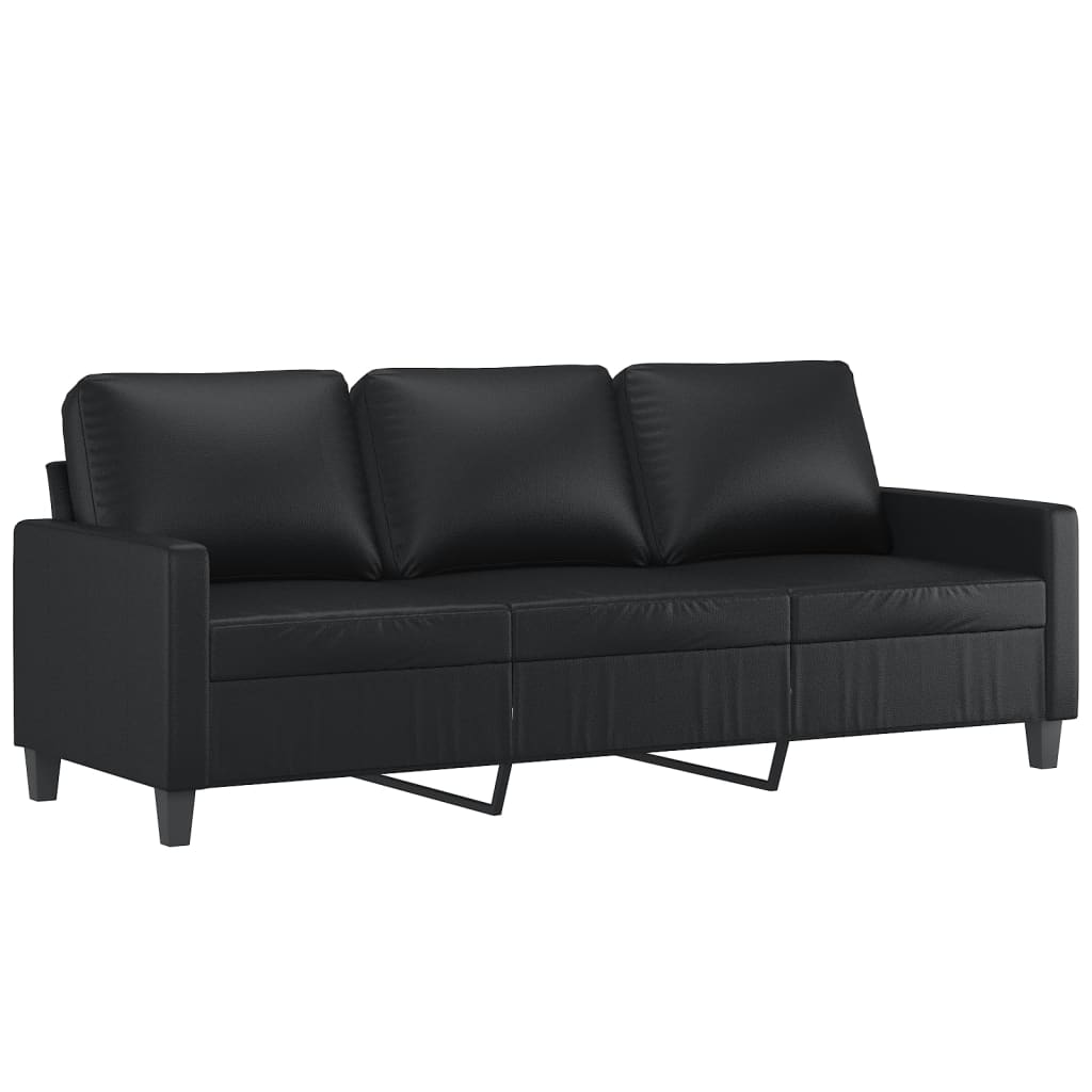 4-dijelni set sofa s jastucima crni od umjetne kože