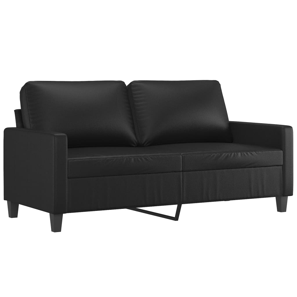 2-dijelni set sofa s jastucima crni od umjetne kože