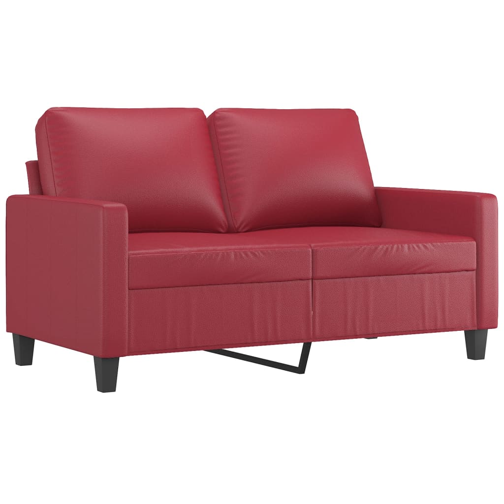 2-dijelni set sofa s jastucima boja vina od umjetne kože