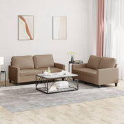 2-dijelni set sofa s jastucima boja cappuccina od umjetne kože