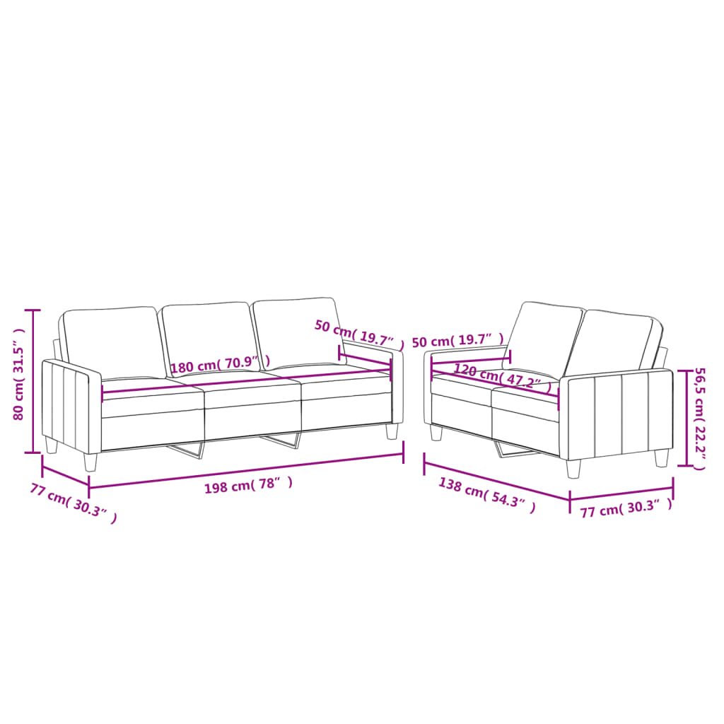 2-dijelni set sofa s jastucima crni od umjetne kože