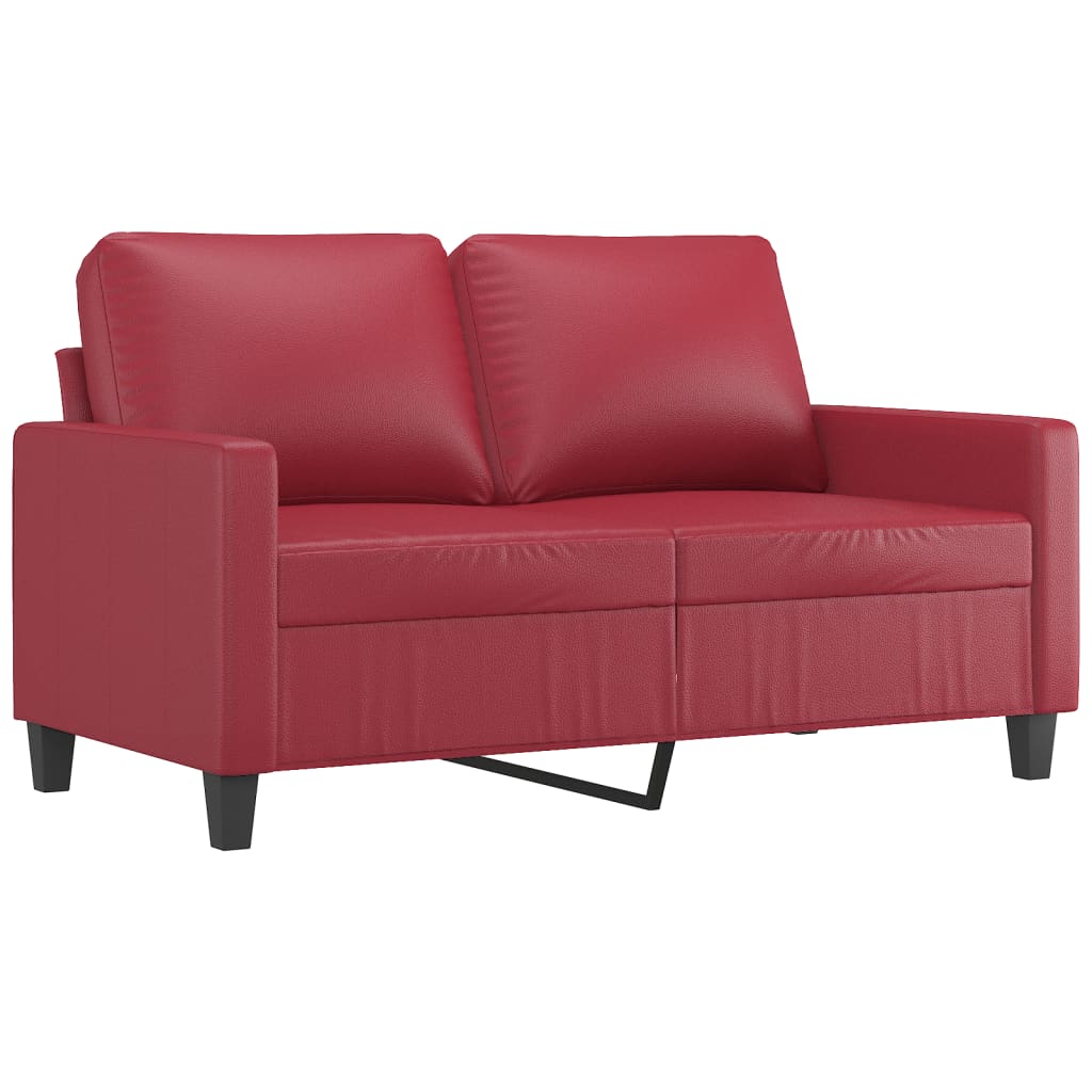 2-dijelni set sofa s jastucima boja vina od umjetne kože