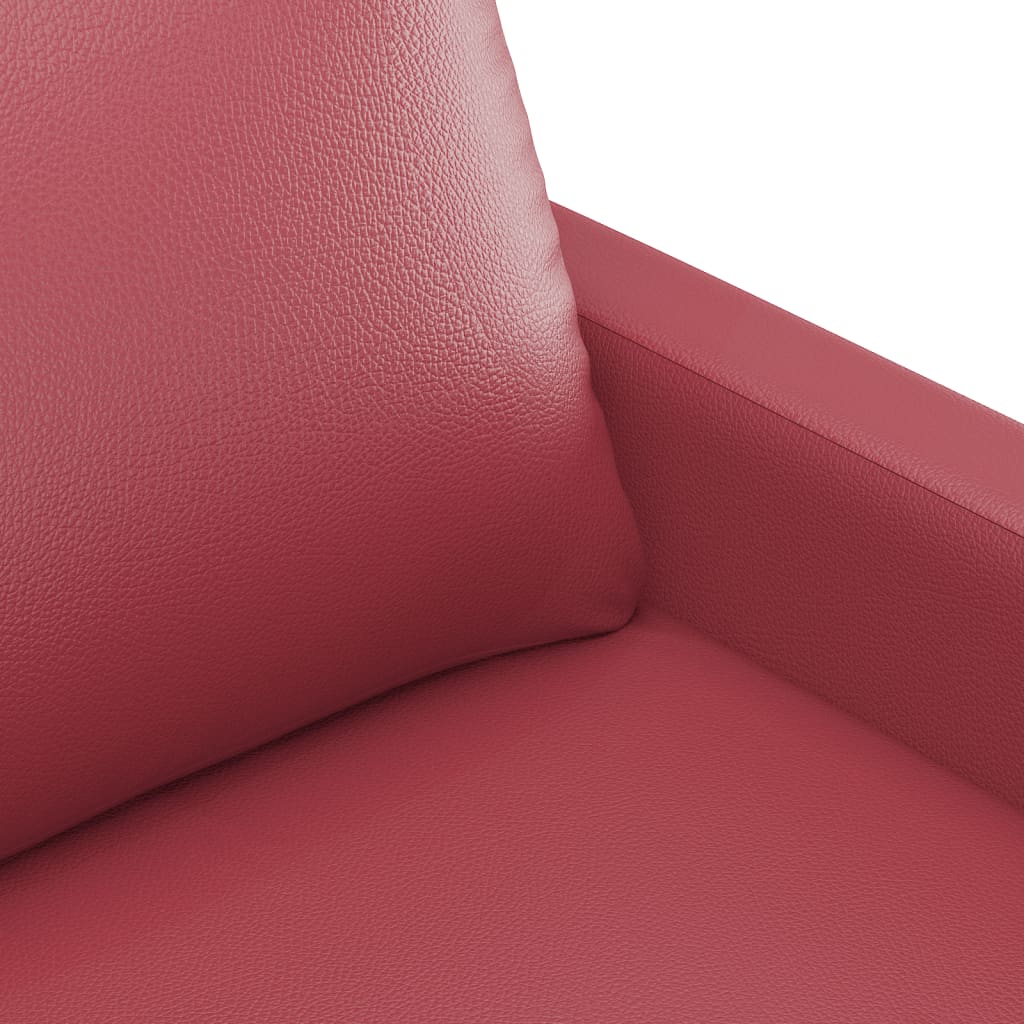 3-dijelni set sofa s jastucima boja vina od umjetne kože