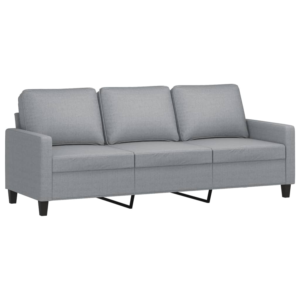 3-dijelni set sofa s jastucima svjetlosivi od tkanine