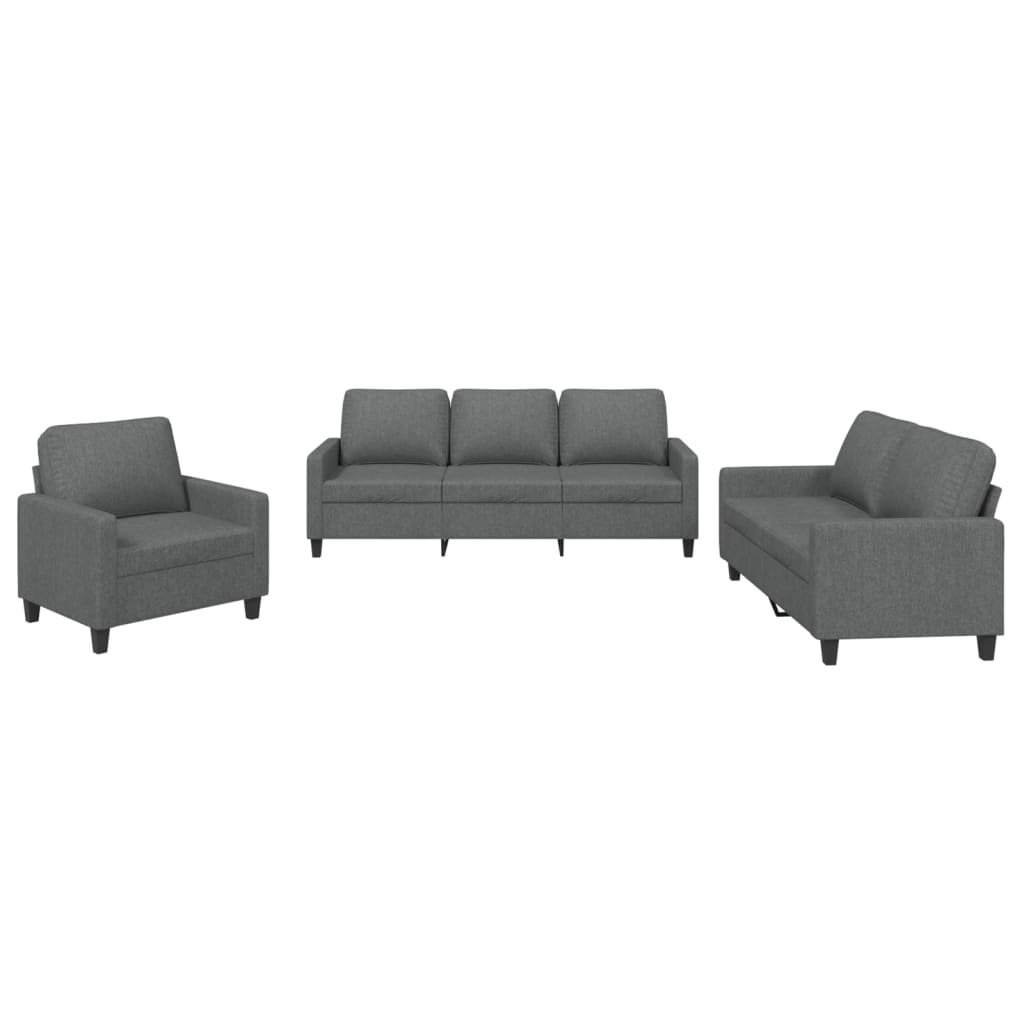 3-dijelni set sofa s jastucima tamnosivi od tkanine