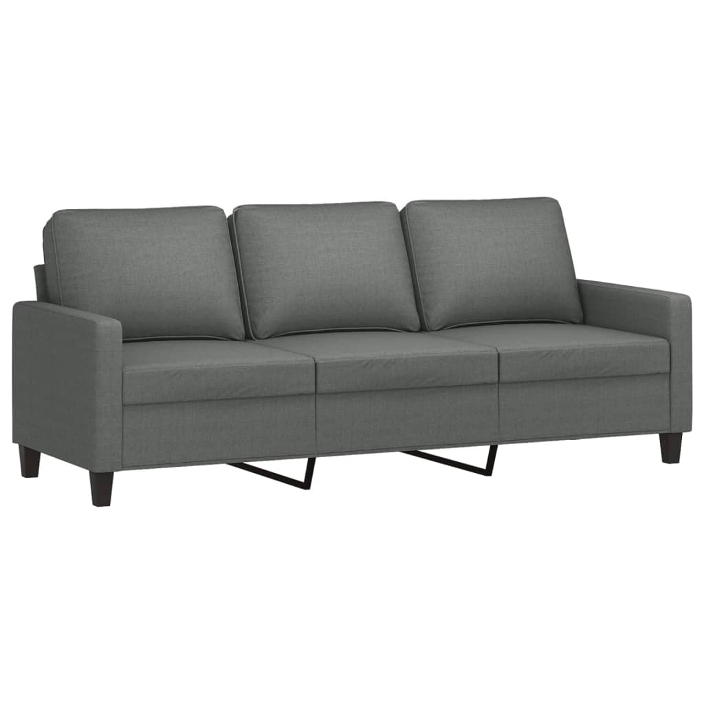 3-dijelni set sofa s jastucima tamnosivi od tkanine