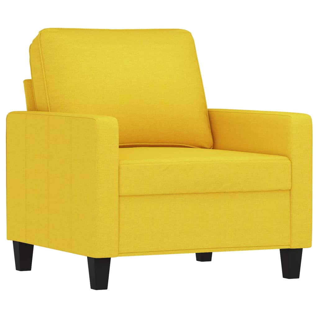 3-dijelni set sofa s jastucima svjetložuti od tkanine