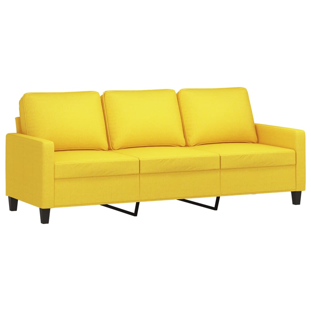 3-dijelni set sofa s jastucima svjetložuti od tkanine