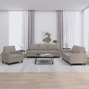 3-dijelni set sofa s jastucima smeđesivi od tkanine