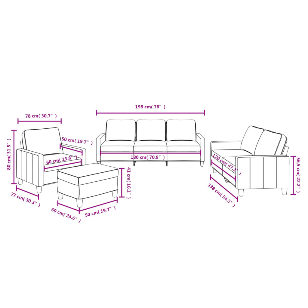 4-dijelni set sofa s jastucima smeđi od tkanine