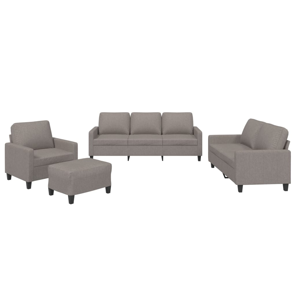 4-dijelni set sofa s jastucima smeđesivi od tkanine