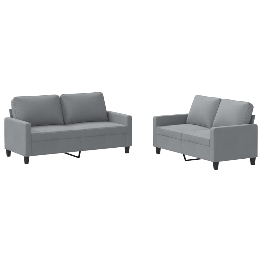 2-dijelni set sofa s jastucima svjetlosivi od tkanine