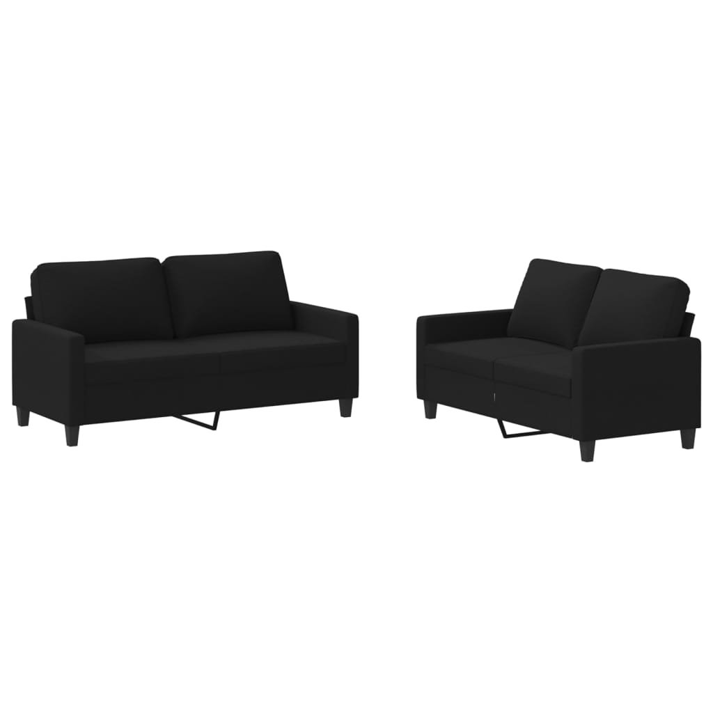 2-dijelni set sofa s jastucima crni od tkanine Crna