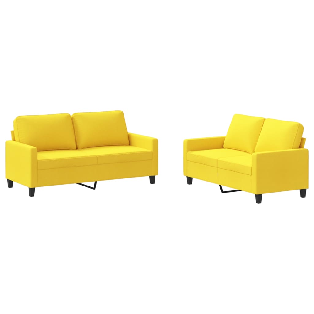 2-dijelni set sofa s jastucima svjetložuti od tkanine
