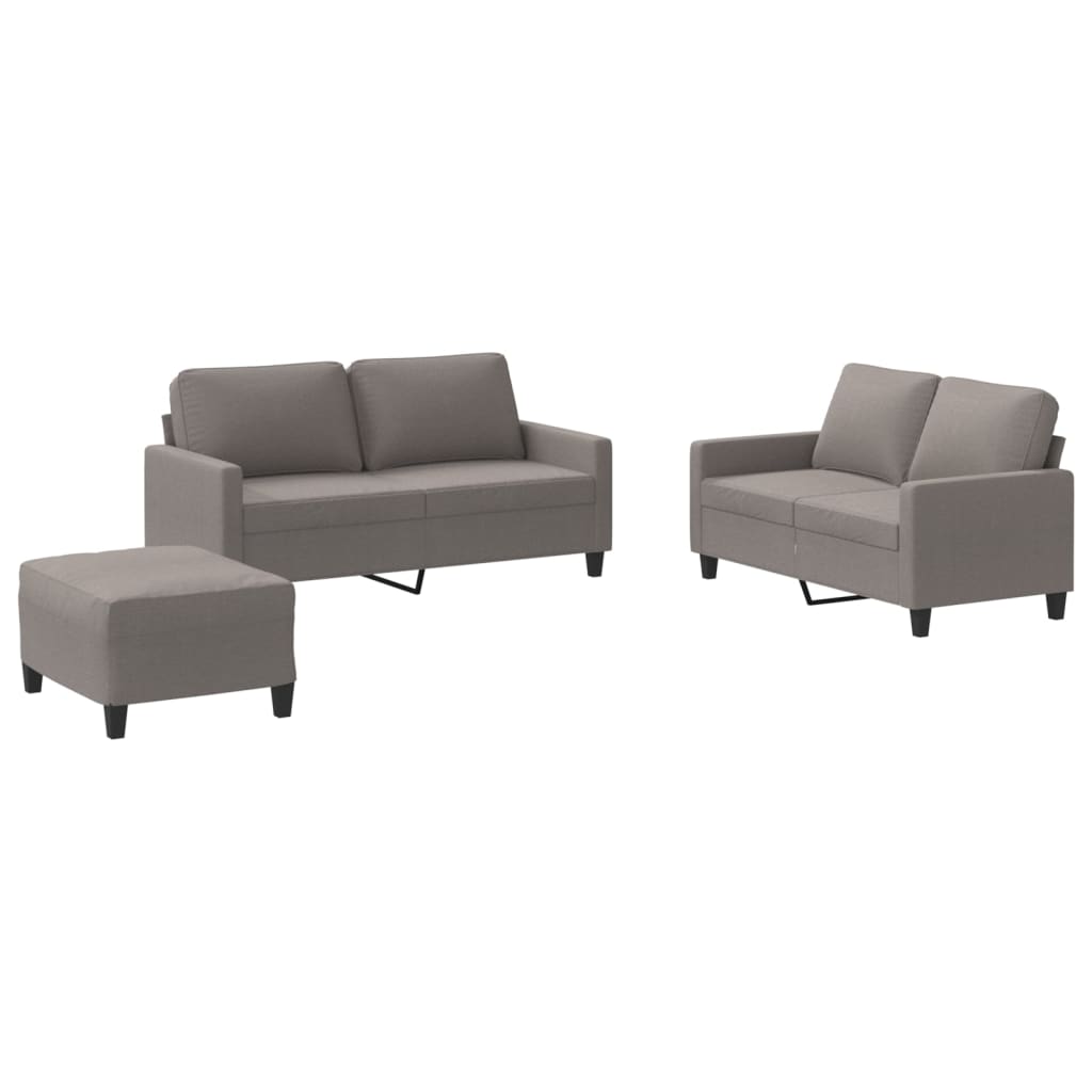 3-dijelni set sofa s jastucima smeđesivi od tkanine