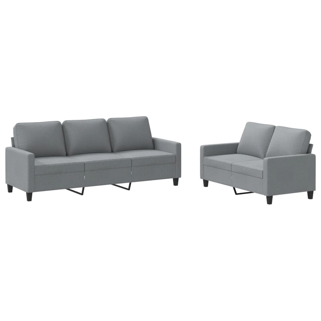 2-dijelni set sofa s jastucima svjetlosivi od tkanine
