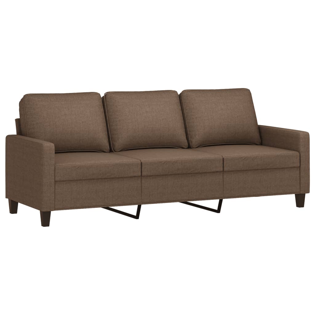 2-dijelni set sofa s jastucima smeđi od tkanine