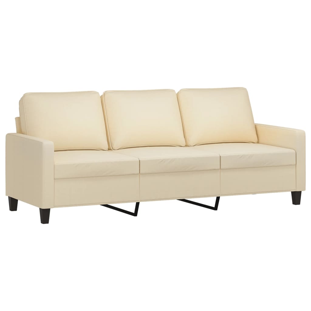 3-dijelni set sofa s jastucima krem od tkanine