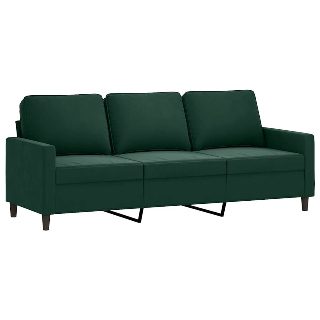 3-dijelni set sofa s jastucima tamnozeleni baršunasti