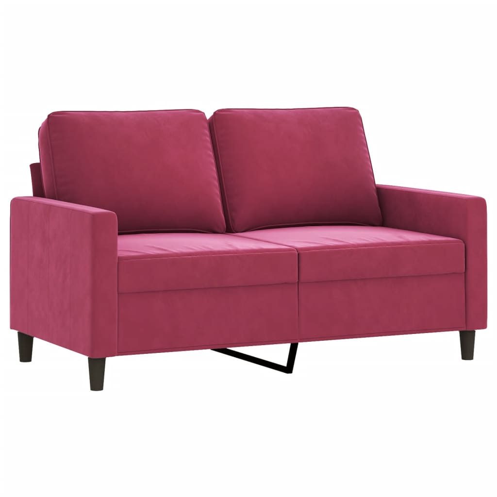 3-dijelni set sofa s jastucima crvena boja vina baršunasti