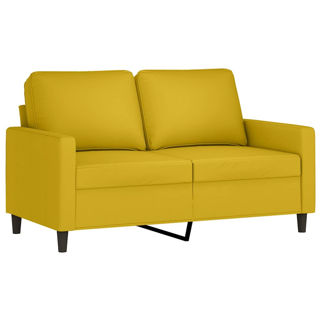 3-dijelni set sofa s jastucima žuti baršunasti