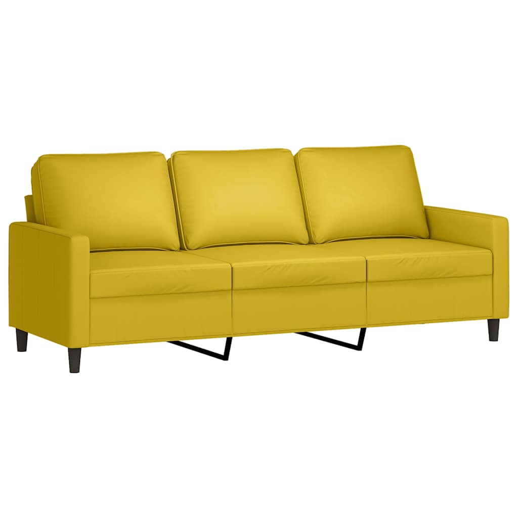 3-dijelni set sofa s jastucima žuti baršunasti