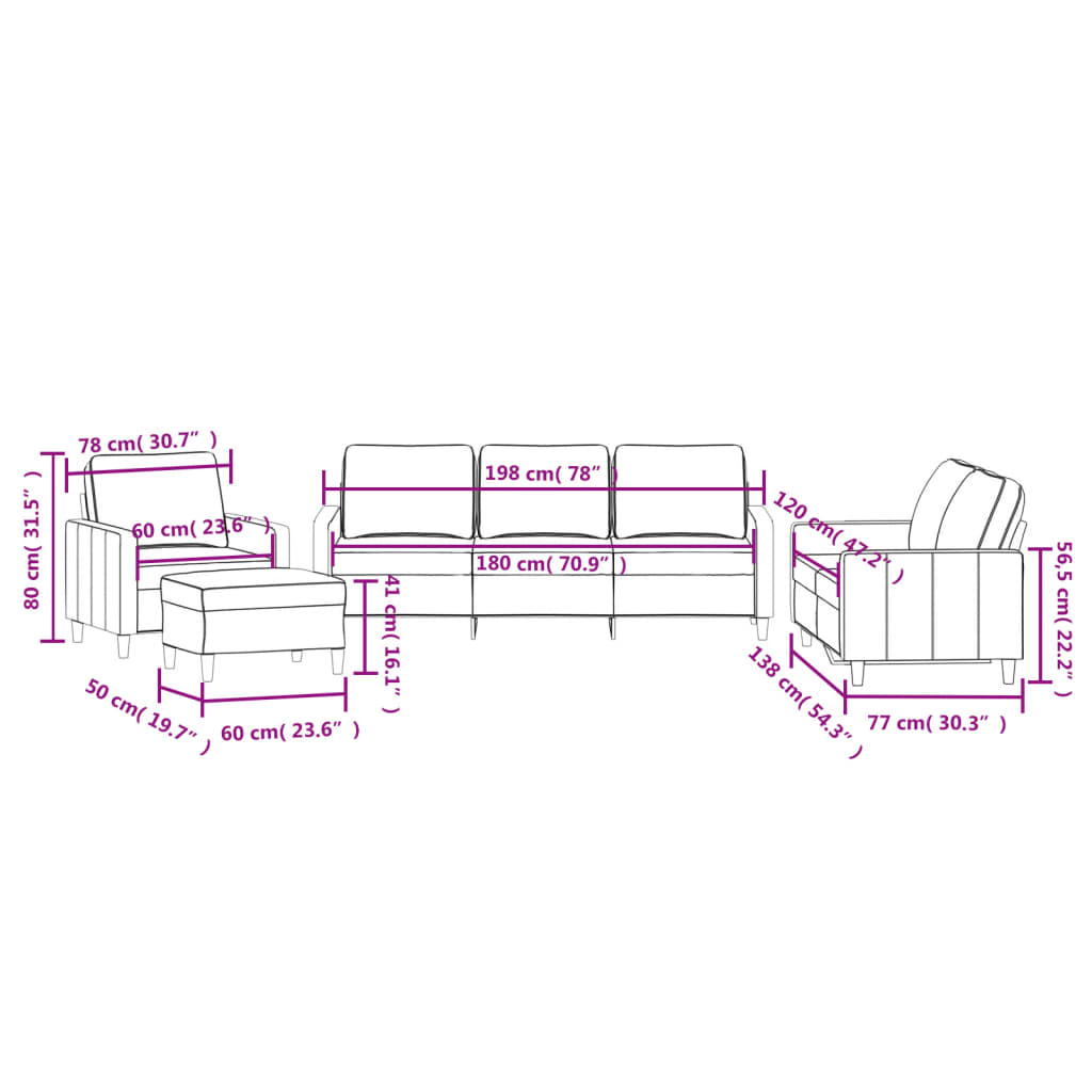 4-dijelni set sofa s jastucima svjetlosivi baršunasti