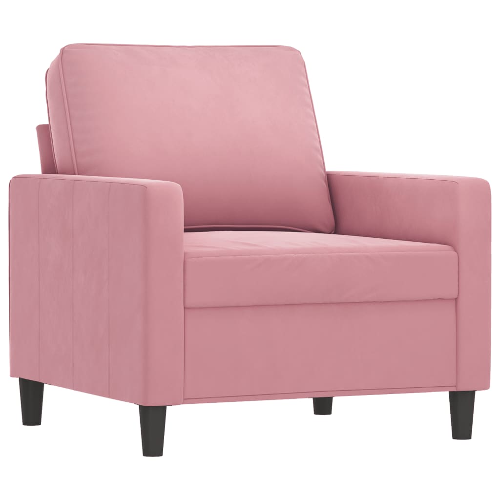 4-dijelni set sofa s jastucima ružičasti baršunasti