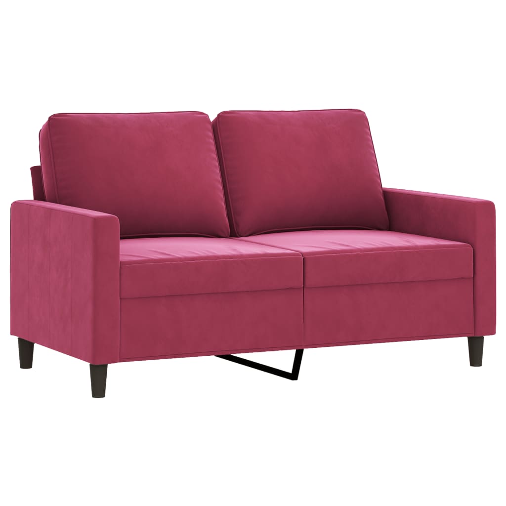 4-dijelni set sofa s jastucima crvena boja vina baršunasti