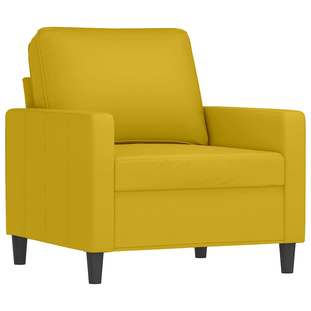 4-dijelni set sofa s jastucima žuti baršunasti