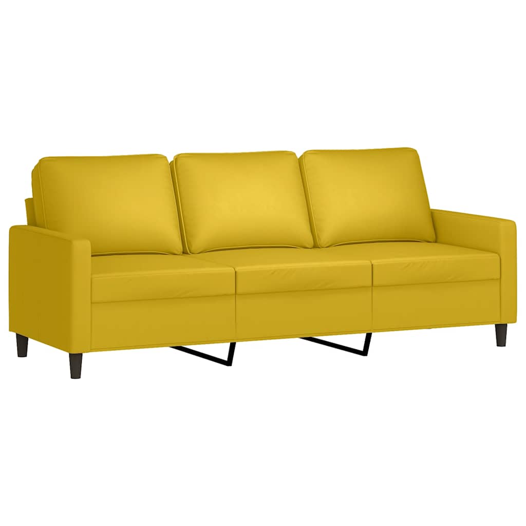 4-dijelni set sofa s jastucima žuti baršunasti