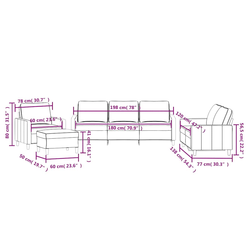 4-dijelni set sofa s jastucima smeđi baršunasti