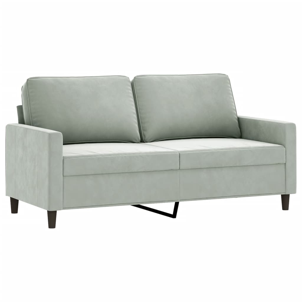 2-dijelni set sofa s jastucima svjetlosivi baršunasti