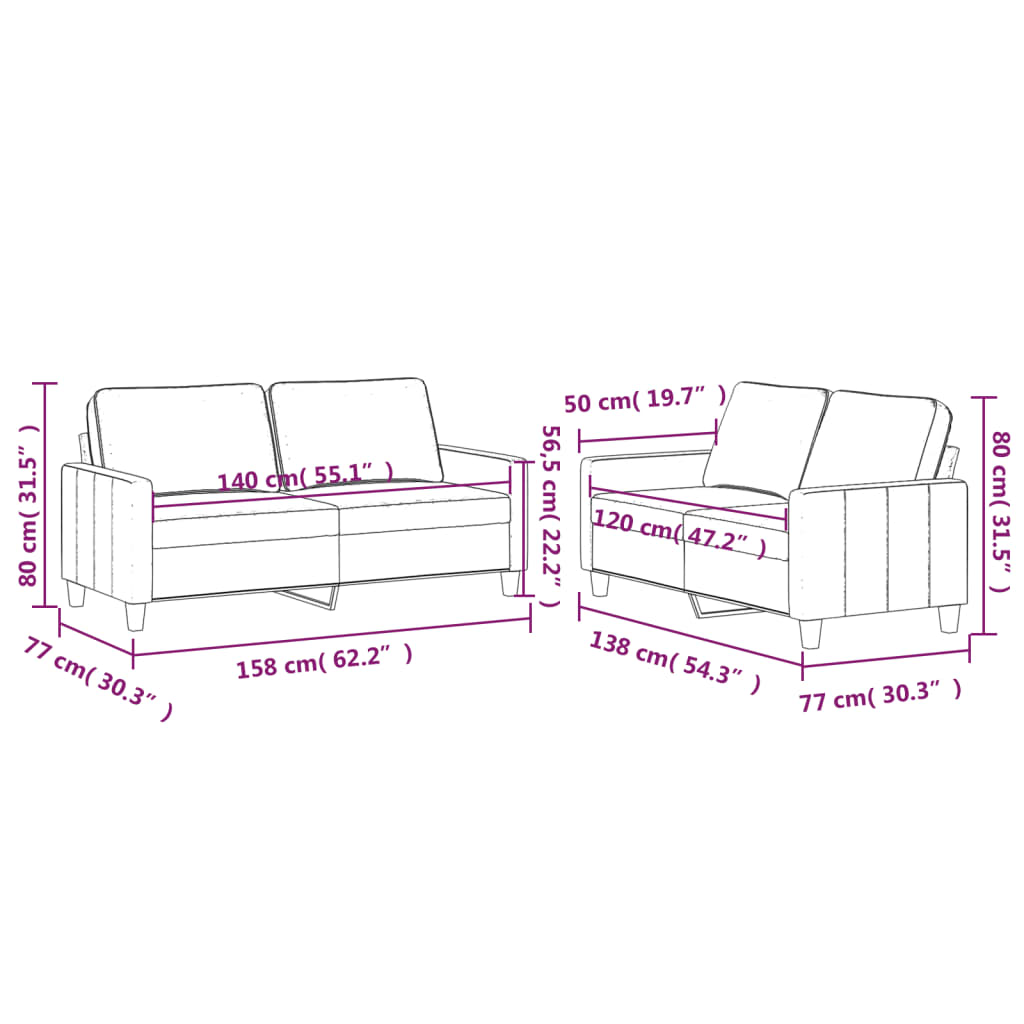 2-dijelni set sofa s jastucima ružičasti baršunasti
