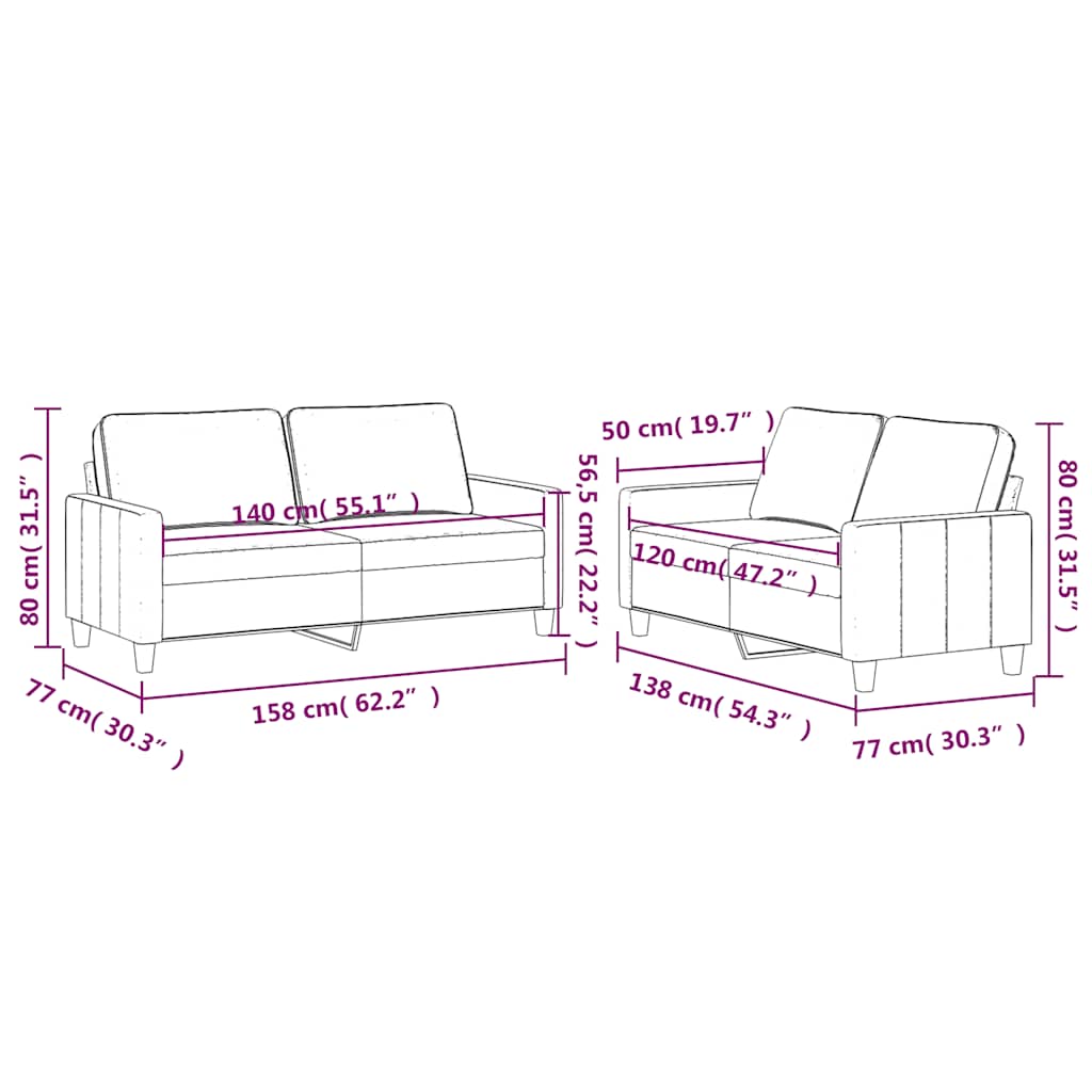 2-dijelni set sofa s jastucima smeđi baršunasti