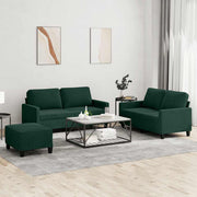 3-dijelni set sofa s jastucima tamnozeleni baršunasti