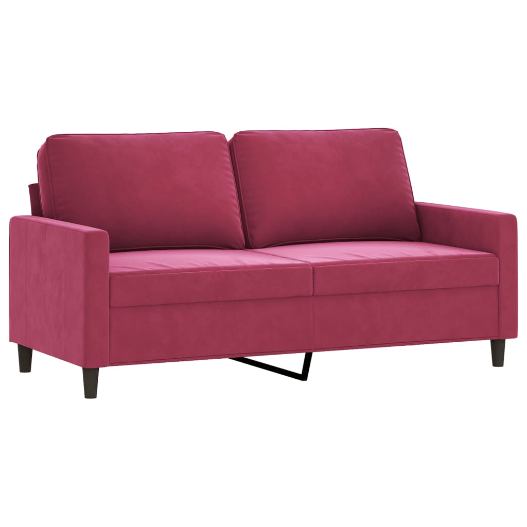 3-dijelni set sofa s jastucima crvena boja vina baršunasti